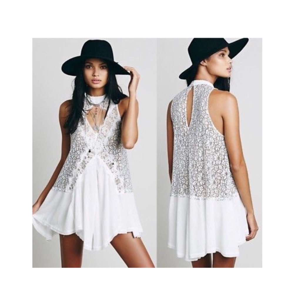 Free People Cross My Heart Small White Tunic S